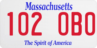 MA license plate 102OB0