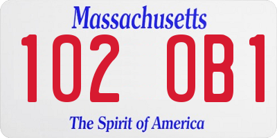 MA license plate 102OB1