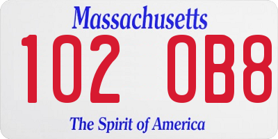 MA license plate 102OB8