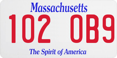 MA license plate 102OB9