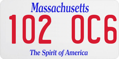 MA license plate 102OC6