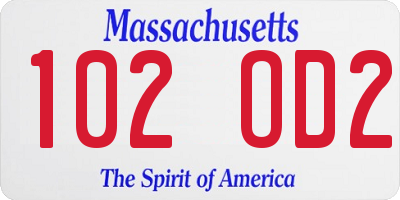 MA license plate 102OD2