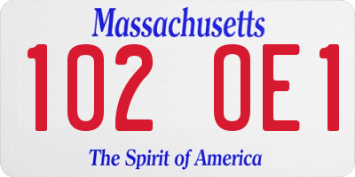 MA license plate 102OE1