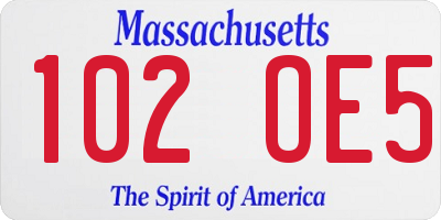 MA license plate 102OE5