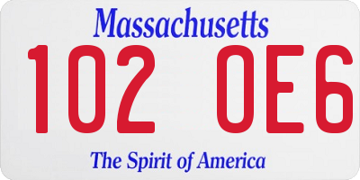MA license plate 102OE6