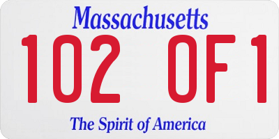 MA license plate 102OF1