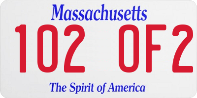 MA license plate 102OF2