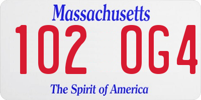 MA license plate 102OG4