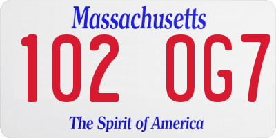 MA license plate 102OG7