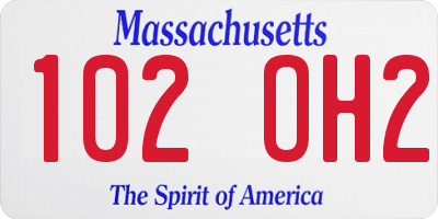 MA license plate 102OH2