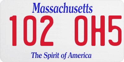 MA license plate 102OH5