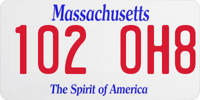 MA license plate 102OH8