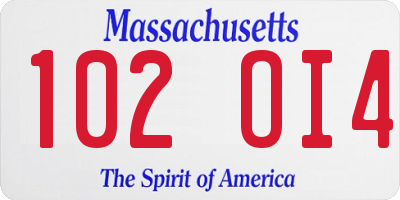 MA license plate 102OI4