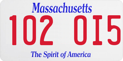 MA license plate 102OI5