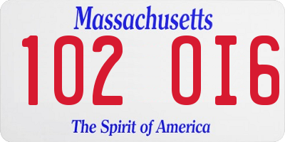 MA license plate 102OI6