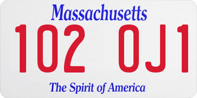 MA license plate 102OJ1