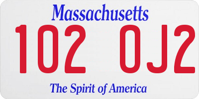 MA license plate 102OJ2