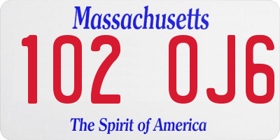 MA license plate 102OJ6
