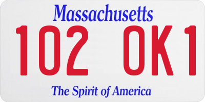 MA license plate 102OK1