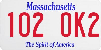 MA license plate 102OK2