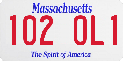 MA license plate 102OL1