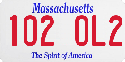 MA license plate 102OL2