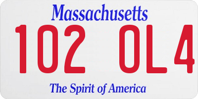 MA license plate 102OL4