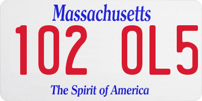 MA license plate 102OL5