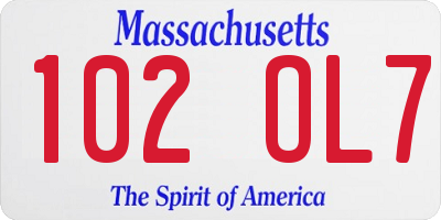 MA license plate 102OL7