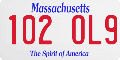 MA license plate 102OL9