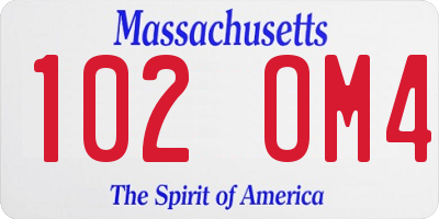 MA license plate 102OM4