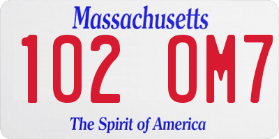 MA license plate 102OM7