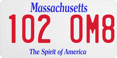 MA license plate 102OM8