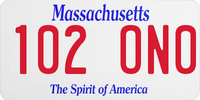 MA license plate 102ON0