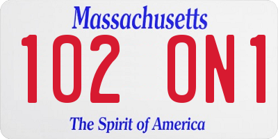MA license plate 102ON1