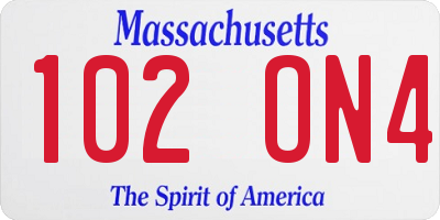 MA license plate 102ON4