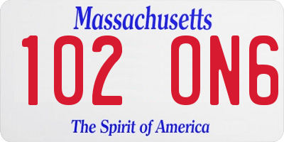 MA license plate 102ON6