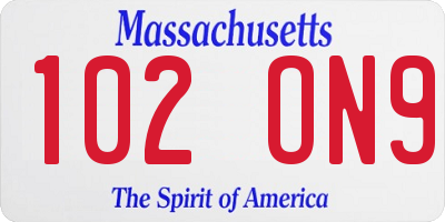 MA license plate 102ON9