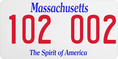 MA license plate 102OO2