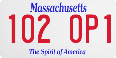 MA license plate 102OP1