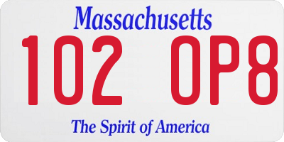 MA license plate 102OP8