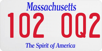 MA license plate 102OQ2