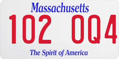 MA license plate 102OQ4