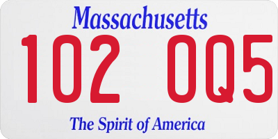 MA license plate 102OQ5