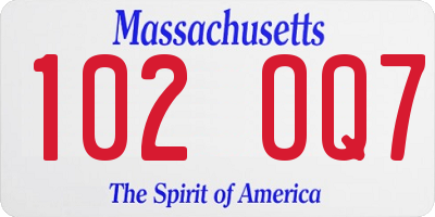 MA license plate 102OQ7