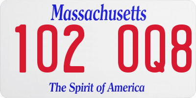 MA license plate 102OQ8