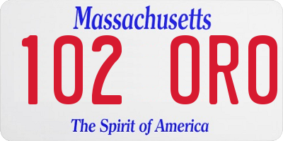 MA license plate 102OR0