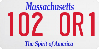 MA license plate 102OR1