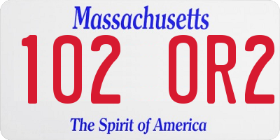 MA license plate 102OR2