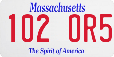 MA license plate 102OR5